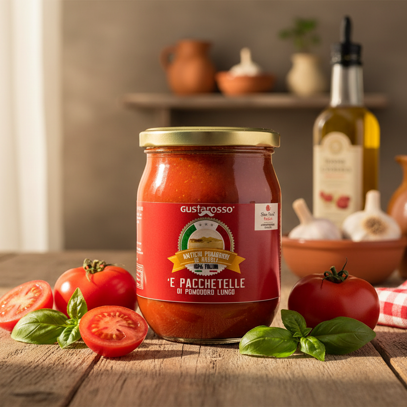 'E Pacchetelle di Antichi Pomodori di Napoli Presidio Slow Food - vetro 520gr netti, 12pz image 0