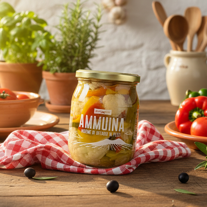 AMMUINA - Misti ortaggi di stagione conservati in aceto di vino bianco in confezione da 12 vasi da 520 gr - SPEDIZIONE INCLUSA image 0