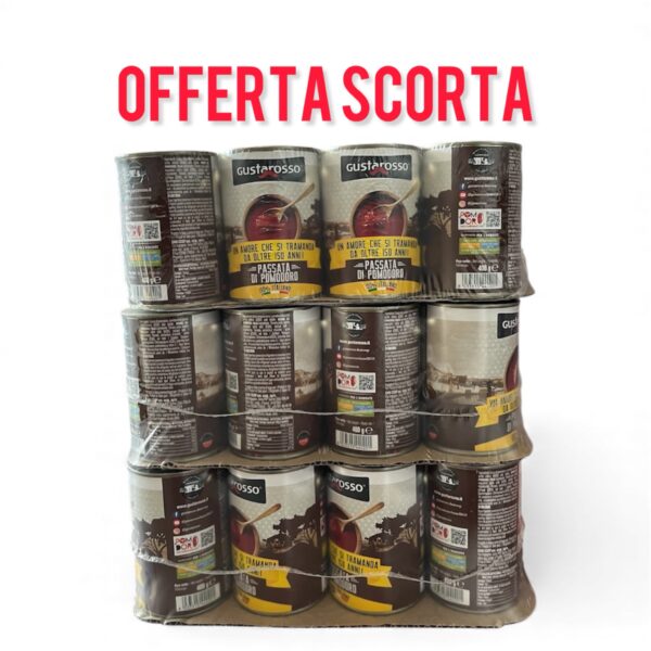 OFFERTA SCORTA.                             PASSATA DI POMODORO in Latta da 0,400 gr confezione da 36 Latte incluso tasse e spedizione